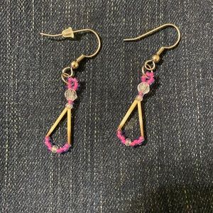 Porcupine quill earring pink beads native alaska